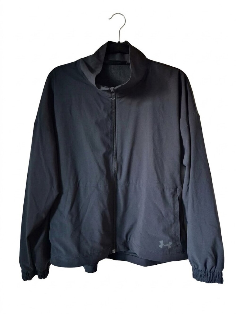 Under Armour Full Zip Jacket Mock Neck Black Men's Size Medium LOOSE Fit